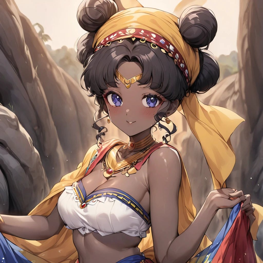 (highest quality, masterpiece, High resolution)、(anime art)、 (reality)、beautiful japanese woman、(two women)、18-year-old、(put your hands on your hips)、(Detailed depiction of a beautiful face)、smile gently、small breasts、slim body shape、medium short hair、semi-long、bun hair、Wet see-through bikini、(A pareo skirt with bold ethnic patterns and plenty of primary colors)、realistic skin、Wet、full body、No zoom、No close-ups、cinematic light、shadow、((blank background))、((white background))、
