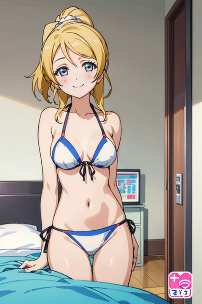 (((pixel-perfect, detail-perfect))), solo, 1girl, eri ayase, , looking at viewer, smile,bikini,my room