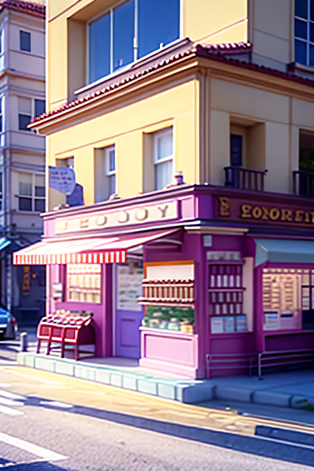 outside shot of a Confectionery, Dessert shop, from the road, displaying the full shop