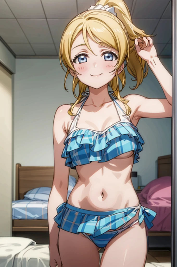 (((pixel-perfect, detail-perfect))), solo, 1girl, eri ayase, , looking at viewer, smile,bikini,my room