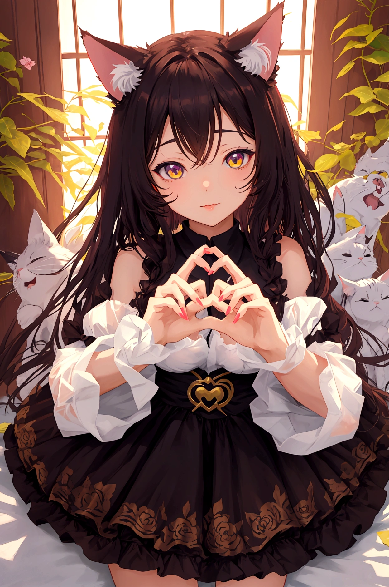 Catgirl, neko, anime, attractive, two hands, two arms, two legs, five fingers each hand