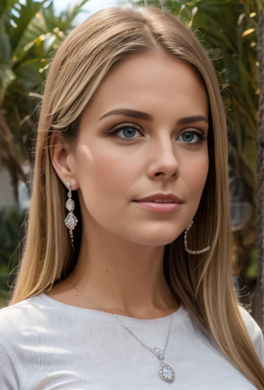 (Masterpiece, Best Quality), intricate details, realist, photorealist, a close up of a woman wearing aretes, , wrapped in crystals, silver color, long aretes,  huge earrings, platinum jewelry, arete, impeccable structure, silver arete,  detailed skin, skin texture, perfect smile, sensual look, braids in hair