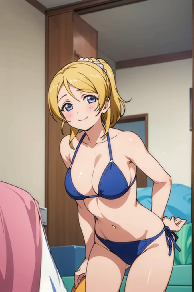 (((pixel-perfect, detail-perfect))), solo, 1girl, eri ayase, , looking at viewer, smile,bikini,my room