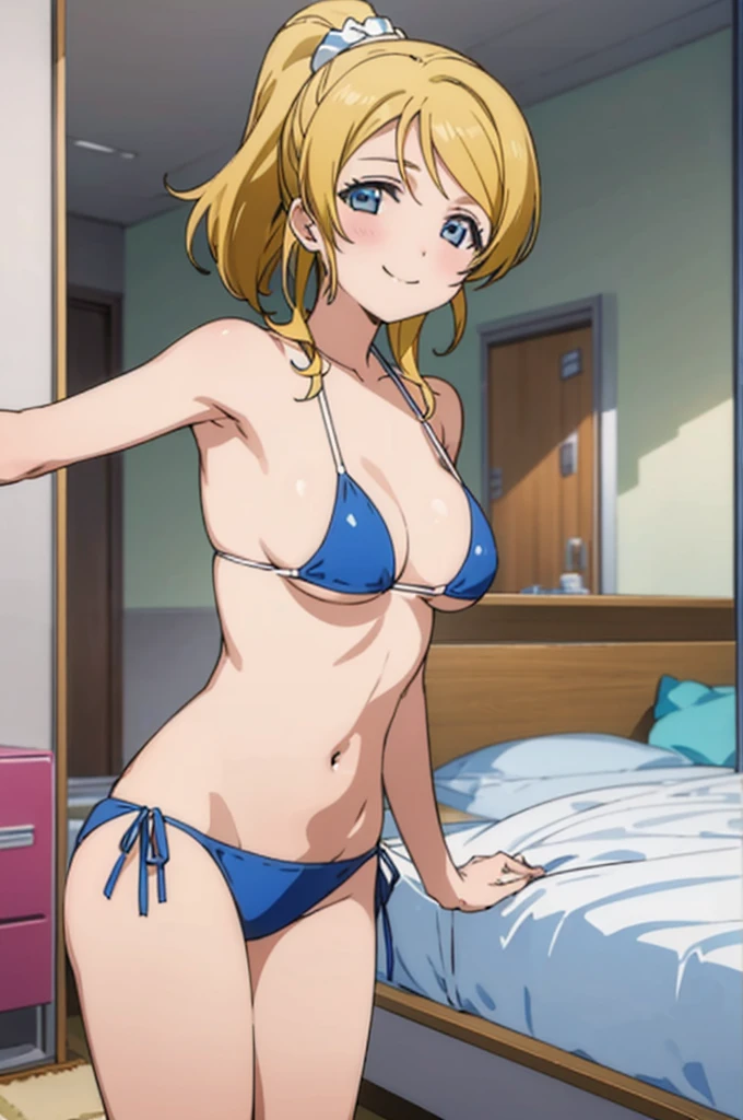 (((pixel-perfect, detail-perfect))), solo, 1girl, eri ayase, , looking at viewer, smile,bikini,my room