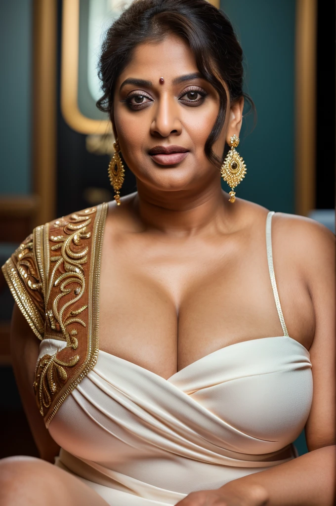 50yo mature MILF Anushka Shetty,((best quality)), ((masterpiece)), ((realistic)), sweat, alluring figure, bulging figure, thick charming lady, curvy, thick navel, full figured woman, eye kajal, massive breast, full body, styled hair, pierced eyes, female face,royal aura, trend on artstation , sharp focus, studio photo, intricate detail, very detailed, detailed eye, illustration, very detailed, sharp focus, digital render, professional, 4k