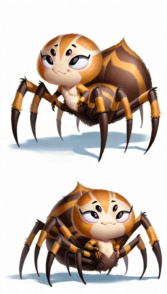 score_9_up, (clear simple background, white background, papyrus background), different views, 1boy, ((adult)),
 (spider boy, _mature, anthro, (arachne), spider body, taur), solo, (male), (fullbody, athletick body, cute face, focus), beautiful, (dressed)