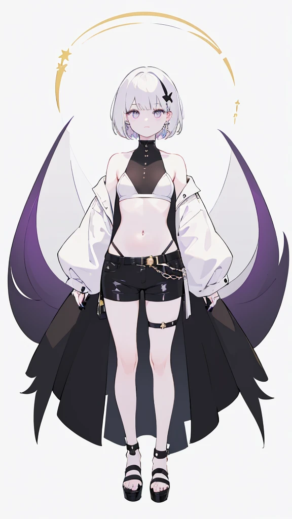 best qualityer, work of art, high resolution, standing alone, (eyeballs_forge_Spyx Family:1.10), 1 girl, Bikini, , whole body, hair capsules,, gaping mouth, standing, shade, white ribbon, anime_styled, 13 