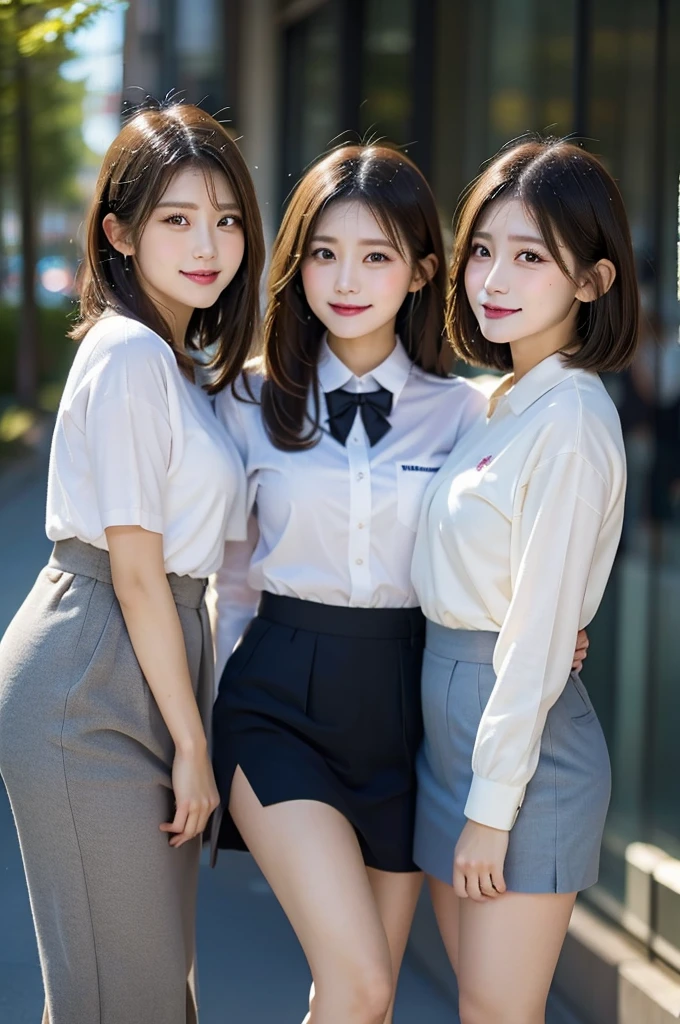 Three Beauties,Wearing a uniform