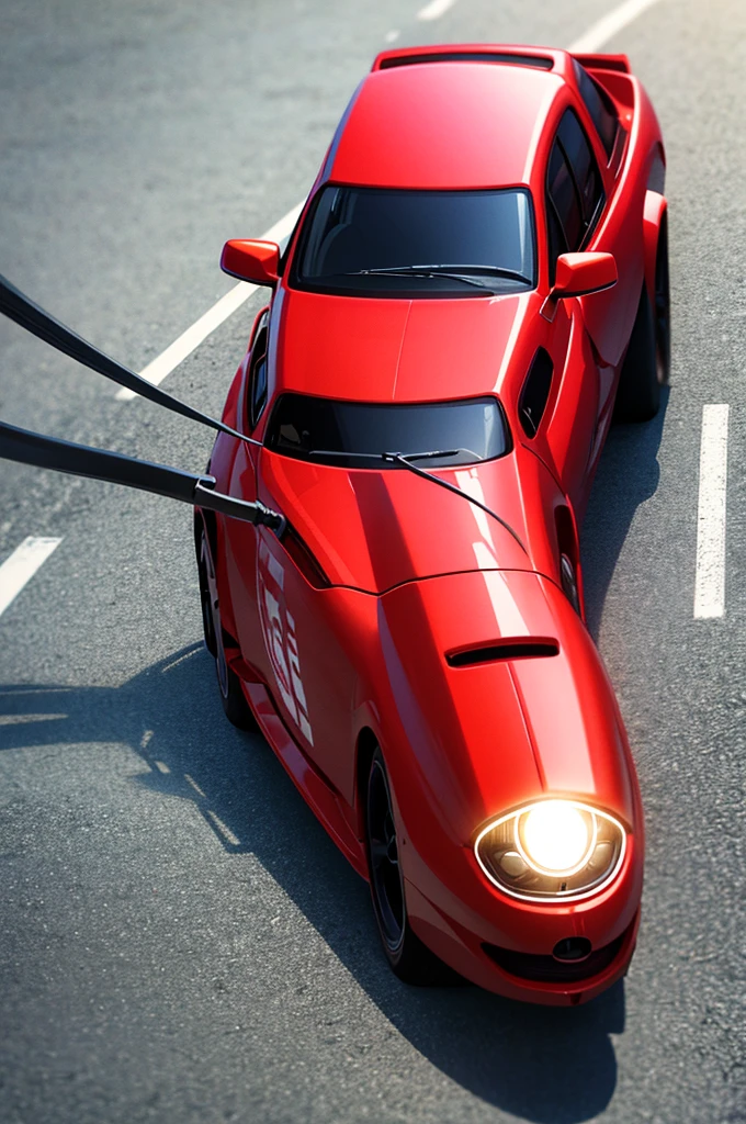 red animated vehicle