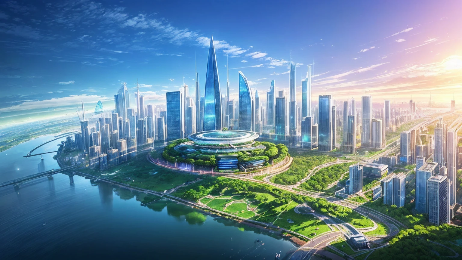 (Best quality,4K,8K,A high resolution,Masterpiece:1.2),Ultra-detailed,(Realistic,Photorealistic,photo-realistic:1.37),Futuristic floating city,Futuristic technology,Huge urban high-tech tablet platform,Airship,Floating in the sky,Futuristic city,Small airships around,High-tech hemispherical platform,Colorful lights,Advanced architecture,modernn architecture,skyscrapper,Access the cloud,Scenic beauty,view over city,Impressive design,Blend seamlessly with nature,energetic and vibrant atmosphere,Futuristic transportation system,Parking is suspended,Transparent path,Lush greenery,Sky gardens,cascading waterfalls,Magnificent skyline,reflections on the water,Sparkling river,Architectural innovation,futuristic skyscrapers,Transparent dome,The shape of the building is unusual,Elevated walkway,Impressive skyline,Glowing lights,Futuristic technology,Minimalist design,Scenic spots,Panoramic view,Cloud Piercing Tower,Vibrant colors,epic sunrise,epic sunset,Dazzling light display,magical ambiance,The future city,Urban Utopia,LuxuryLifestyle,Innovative energy,sustainable development,Smart city technology,Advanced infrastructure,Tranquil atmosphere,Nature and technology live in harmony,Awesome cityscape,Unprecedented urban planning,Architecture connects seamlessly with nature,High-tech metropolis,A cutting-edge engineering marvel,The future of urban living,Visionary architectural concept,Energy-efficient buildings,Harmony with the environment,A city floating above the clouds,Utopian dreams become reality,The possibilities are endless,State-of-the-art transportation network,Green energy integration,Innovative materials,Impressive holographic display,Advanced communication system,Breathtaking aerial view,Quiet and peaceful environment,Modernist aesthetics,Ethereal beauty