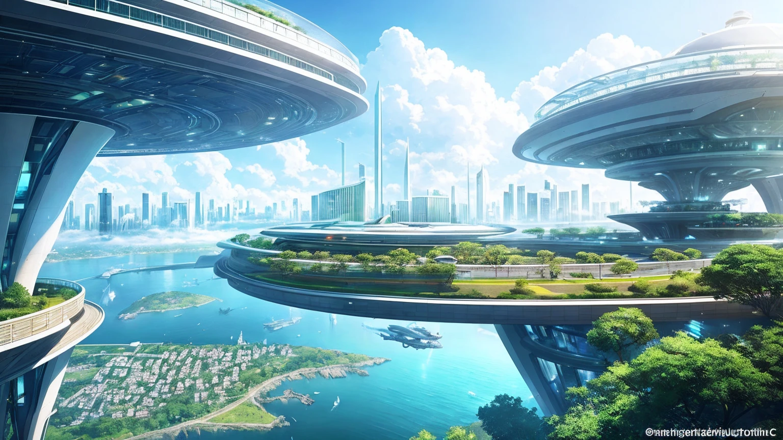 (Best quality,4K,8K,A high resolution,Masterpiece:1.2),Ultra-detailed,(Realistic,Photorealistic,photo-realistic:1.37),Futuristic floating city,Futuristic technology,Huge urban high-tech tablet platform,Airship,Floating in the sky,Futuristic city,Small airships around,High-tech hemispherical platform,Colorful lights,Advanced architecture,modernn architecture,skyscrapper,Access the cloud,Scenic beauty,view over city,Impressive design,Blend seamlessly with nature,energetic and vibrant atmosphere,Futuristic transportation system,Parking is suspended,Transparent path,Lush greenery,Sky gardens,cascading waterfalls,Magnificent skyline,reflections on the water,Sparkling river,Architectural innovation,futuristic skyscrapers,Transparent dome,The shape of the building is unusual,Elevated walkway,Impressive skyline,Glowing lights,Futuristic technology,Minimalist design,Scenic spots,Panoramic view,Cloud Piercing Tower,Vibrant colors,epic sunrise,epic sunset,Dazzling light display,magical ambiance,The future city,Urban Utopia,LuxuryLifestyle,Innovative energy,sustainable development,Smart city technology,Advanced infrastructure,Tranquil atmosphere,Nature and technology live in harmony,Awesome cityscape,Unprecedented urban planning,Architecture connects seamlessly with nature,High-tech metropolis,A cutting-edge engineering marvel,The future of urban living,Visionary architectural concept,Energy-efficient buildings,Harmony with the environment,A city floating above the clouds,Utopian dreams become reality,The possibilities are endless,State-of-the-art transportation network,Green energy integration,Innovative materials,Impressive holographic display,Advanced communication system,Breathtaking aerial view,Quiet and peaceful environment,Modernist aesthetics,Ethereal beauty