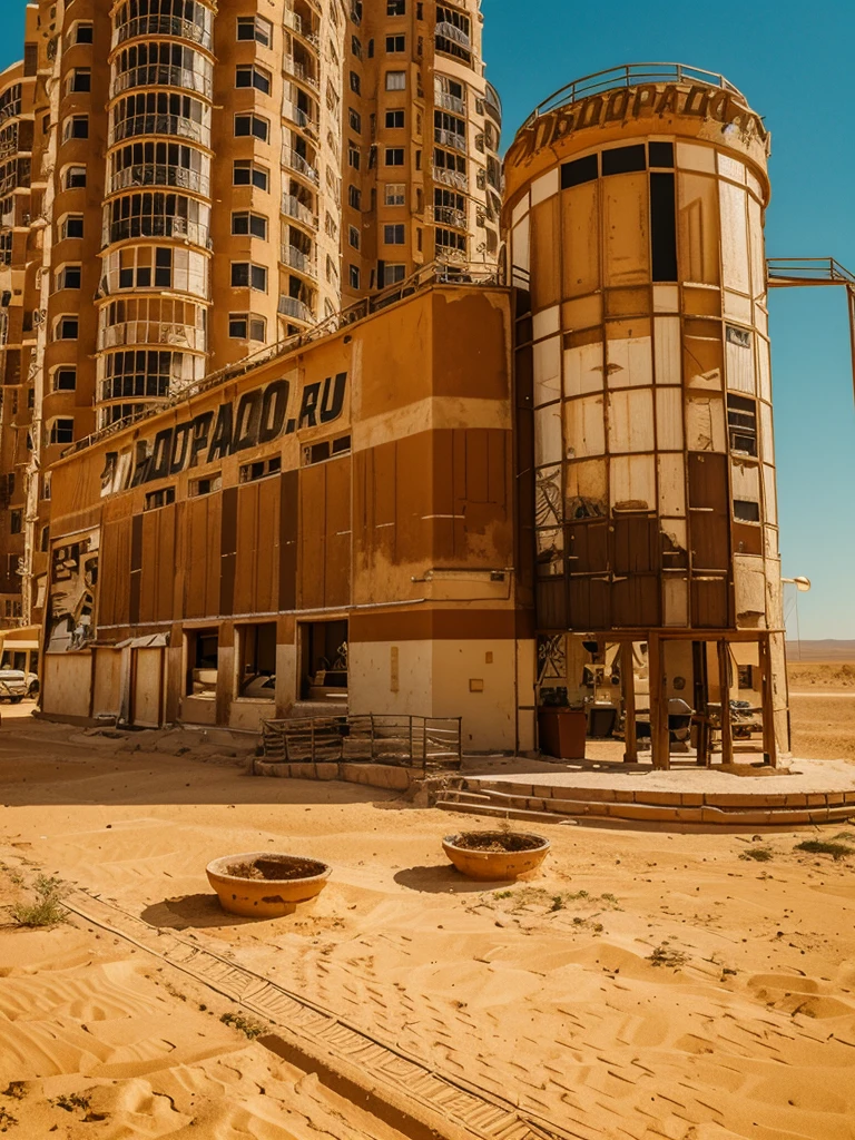 building standing in the middle of the desert, heat, savannah
