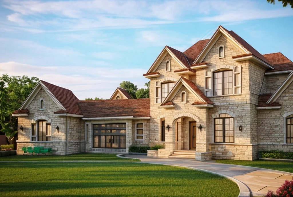 (Mediterranean Revival  house ,close houses and trees), (Mediterranean Revival  style architecture) daylight ( best quality) ((high solution)) ,(( photo realistic)) ,warm light,  soft lighting, warm atmosphere,high Resolution, hyper detailed,4k ,vray render, octane render, hyper realistic, photography expert ,exterior design , professional photography, exterior photography,wide-angle shot , ultra detail , high Resolution , full frame, full body