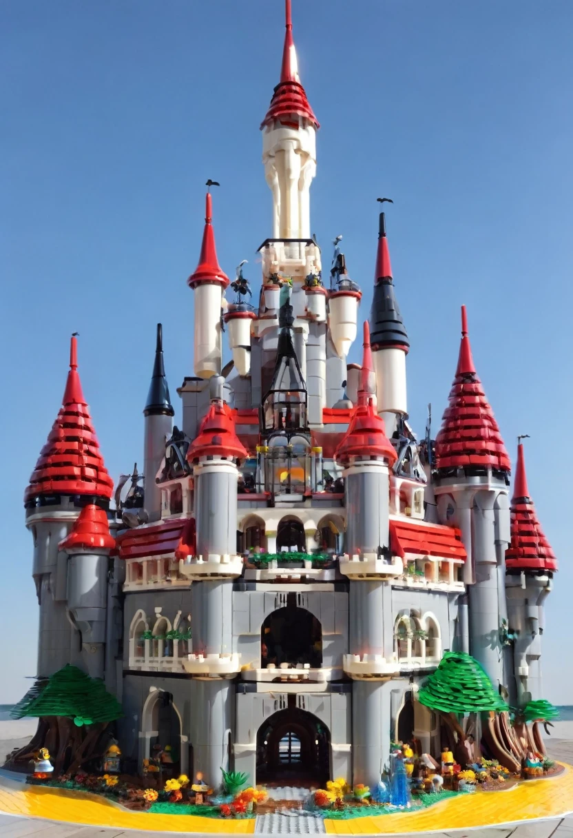 A fantasy castle built with Lego bricks，colorful，interesting