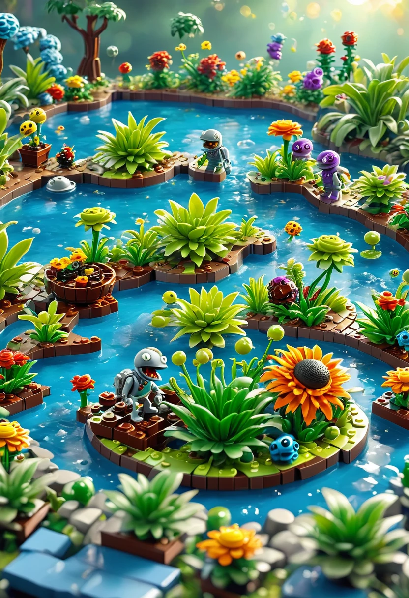 best quality, very good, 16K, ridiculous, Very detailed, Plants vs. Zombies,Made of Lego, Background space((A masterpiece full of fantasy elements))), ((best quality)), ((Intricate details))(8K)