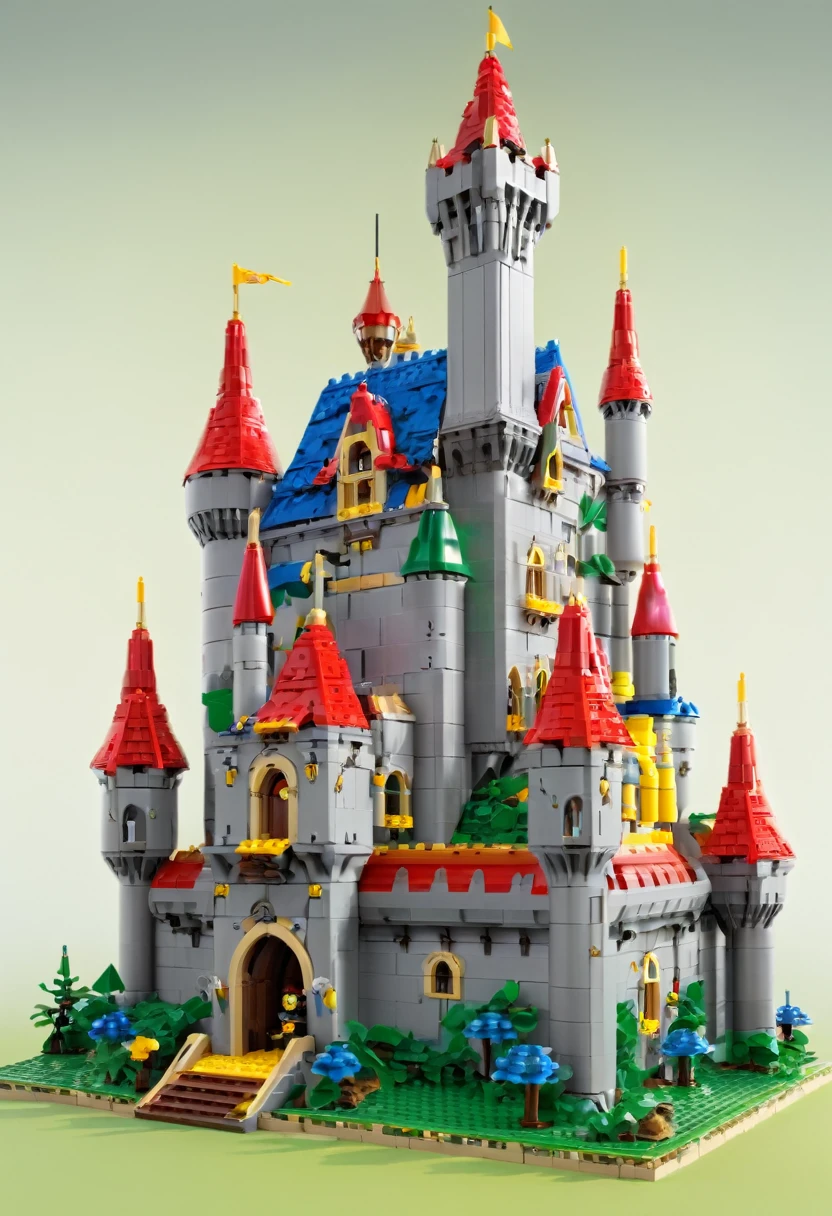A fantasy castle built with Lego bricks，colorful，interesting