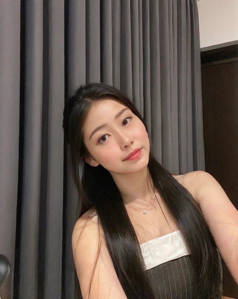 (best quality,8k,highres,masterpiece:1.2), realistic, photorealistic:1.37, UHD, studio lighting, sharp focus, extreme detail description, professional, vivid colors, bokeh, portraits, extremely detailed face texture, beautiful detailed eyes, beautiful detailed lips, extremely detailed hair, dark colored hair, youthful appearance, big round breast, cleavage, proportional eyes, seducing smile, clean and natural face, no makeup, bare face, indonesian face,