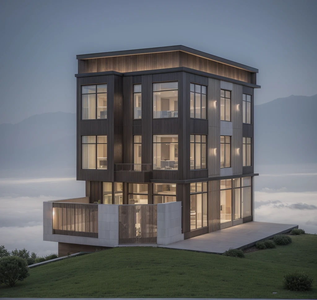 RAW photo, ((white)) modern house, (road:1.3), (sidewalk:1.3), (sidewalk trees:1.3), (residences area:1.4), dawn time, overcast, fog, tropical trees and plants, (high detailed:1.2), 8k uhd, dslr, soft lighting, high quality, film grain, Fujifilm XT3, (sharpen:1.5)