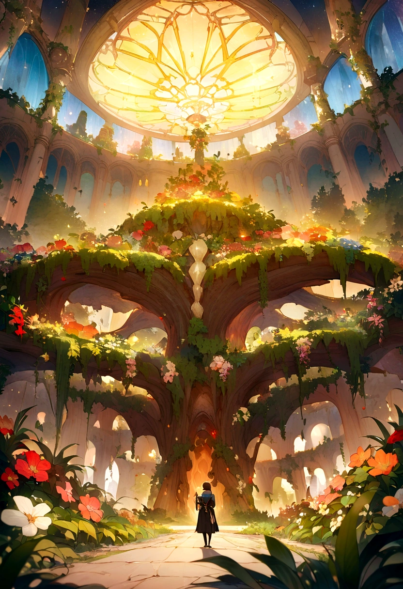 (((Giant rainbow banana house emits auroras,Vines Cover,leaf,Flowers))),Intense contour light,Inner Glow,rich and colorful,((best quality)), ((masterpiece)),Enhanced dynamic perspective,Sparkling creek,(Weeds),Flowers盛开,Glow Effect,Extremely detailed,masterpiece,high quality,8K resolution,Depth of Field,light,Epic Graphics,high quality,Extremely detailed,detailed,precise,light
