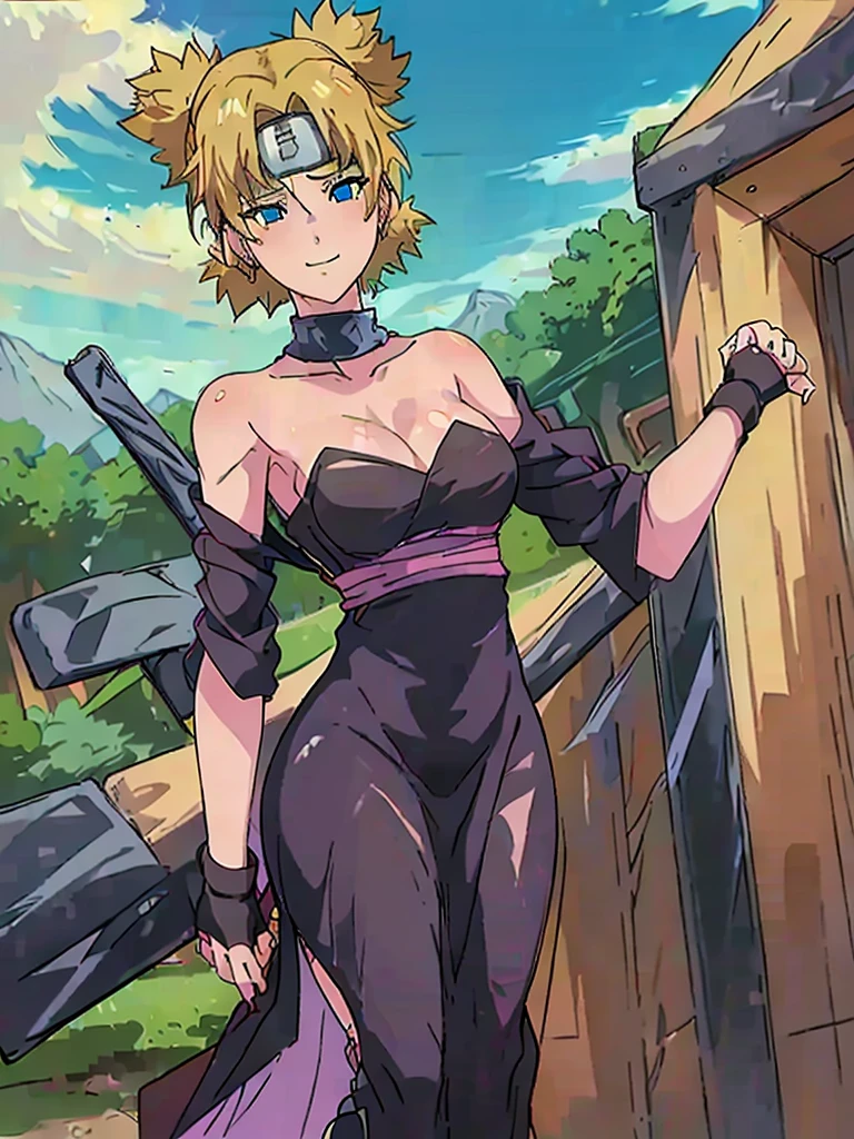 Just one girl,Best quality, 4k, high resolution, body stuck dress, perfect smile, gorgeous, light skin, ahegao face(hentai face) , blond hair,(bob cut), wearing A short dark blue kimono with a darker blue obi belt and a light pink string accessory,
She wears her forehead protector, 1 girl, solo, seductive look, elegance and charm, (masterpiece, best quality, high resolution), looking at the viewer, standing, (intricate and beautiful:1.2), (detailed light:1.2), (soft light, side light), (high resolution textures) , holding chain collar, outdoor, Burmese girl, wearing gorgeous jewelary, wearing harness over the outfit ,outdoor background, sun light, attractive, sexy, mature and hot, young,(masterpiece:1.3), (disorganized:1.3), (highest quality:1.3), perfect anatomy, detailed face, front view, perfect right hands, looking at viewer, (Super detailed:1.3), (best shadow:0.7), (treated hair), fine eyes, beautiful eyes, young aged woman, alone, standing, crystal earrings,closed_mouth, , outdoors,Thick thighs, arrogant face, small