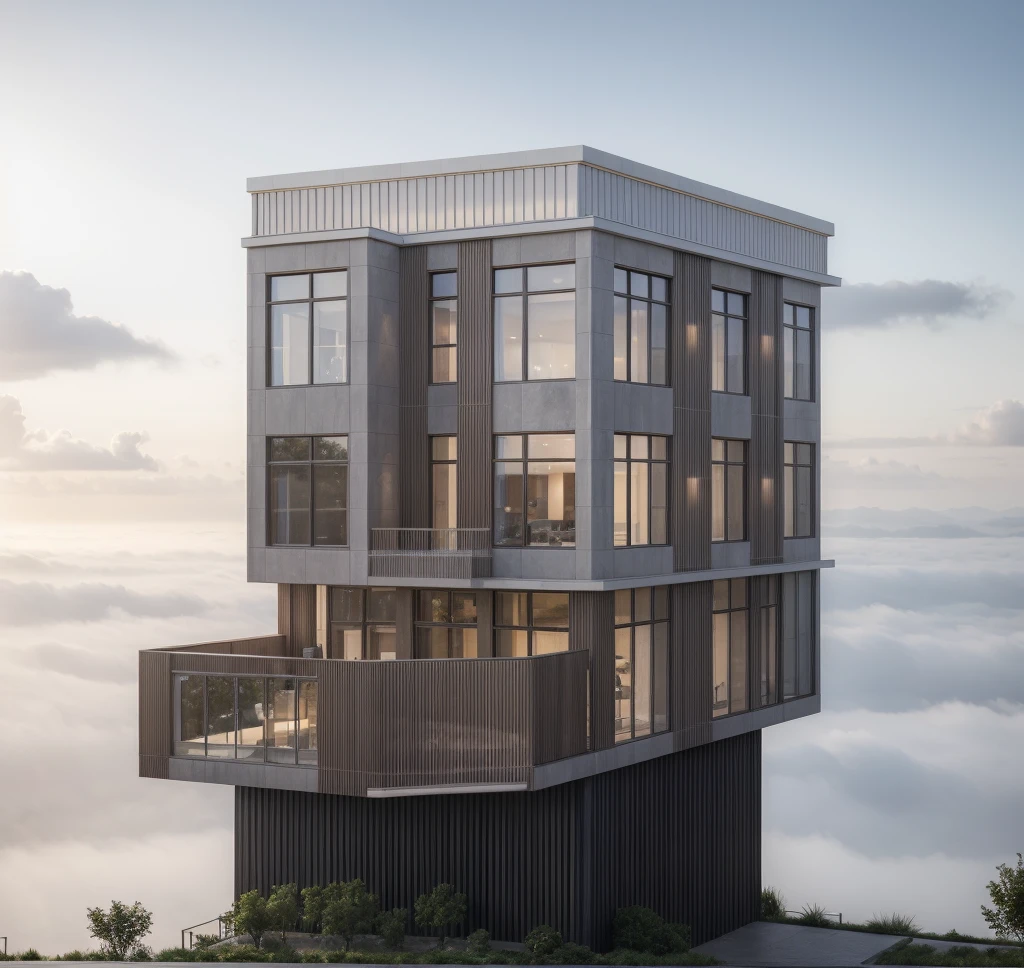 RAW photo, ((white)) modern house, (road:1.3), (sidewalk:1.3), (sidewalk trees:1.3), (residences area:1.4), dawn time, overcast, fog, tropical trees and plants, (high detailed:1.2), 8k uhd, dslr, soft lighting, high quality, film grain,(sharpen:1.5)