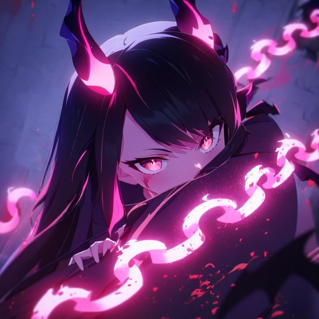 anime girl with horns and glowing eyes in a dark room, shalltear from overlord, irelia, demon anime girl, best anime 4k konachan wallpaper, anime style 4 k, shalltear bloodfallen, kda, from arknights, irelia from league of legends, badass anime 8 k, from league of legends