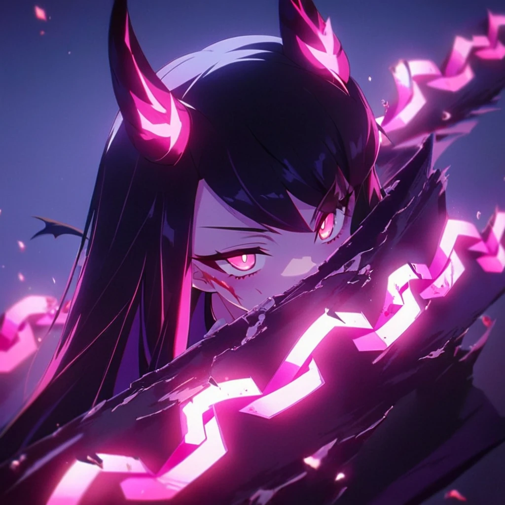 anime girl with horns and glowing eyes in a dark room, shalltear from overlord, irelia, demon anime girl, best anime 4k konachan wallpaper, anime style 4 k, shalltear bloodfallen, kda, from arknights, irelia from league of legends, badass anime 8 k, from league of legends