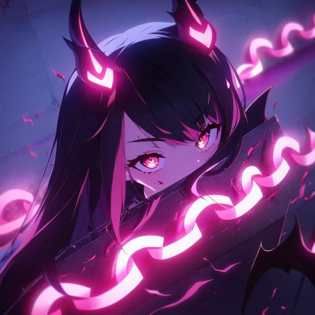 anime girl with horns and glowing eyes in a dark room, shalltear from overlord, irelia, demon anime girl, best anime 4k konachan wallpaper, anime style 4 k, shalltear bloodfallen, kda, from arknights, irelia from league of legends, badass anime 8 k, from league of legends