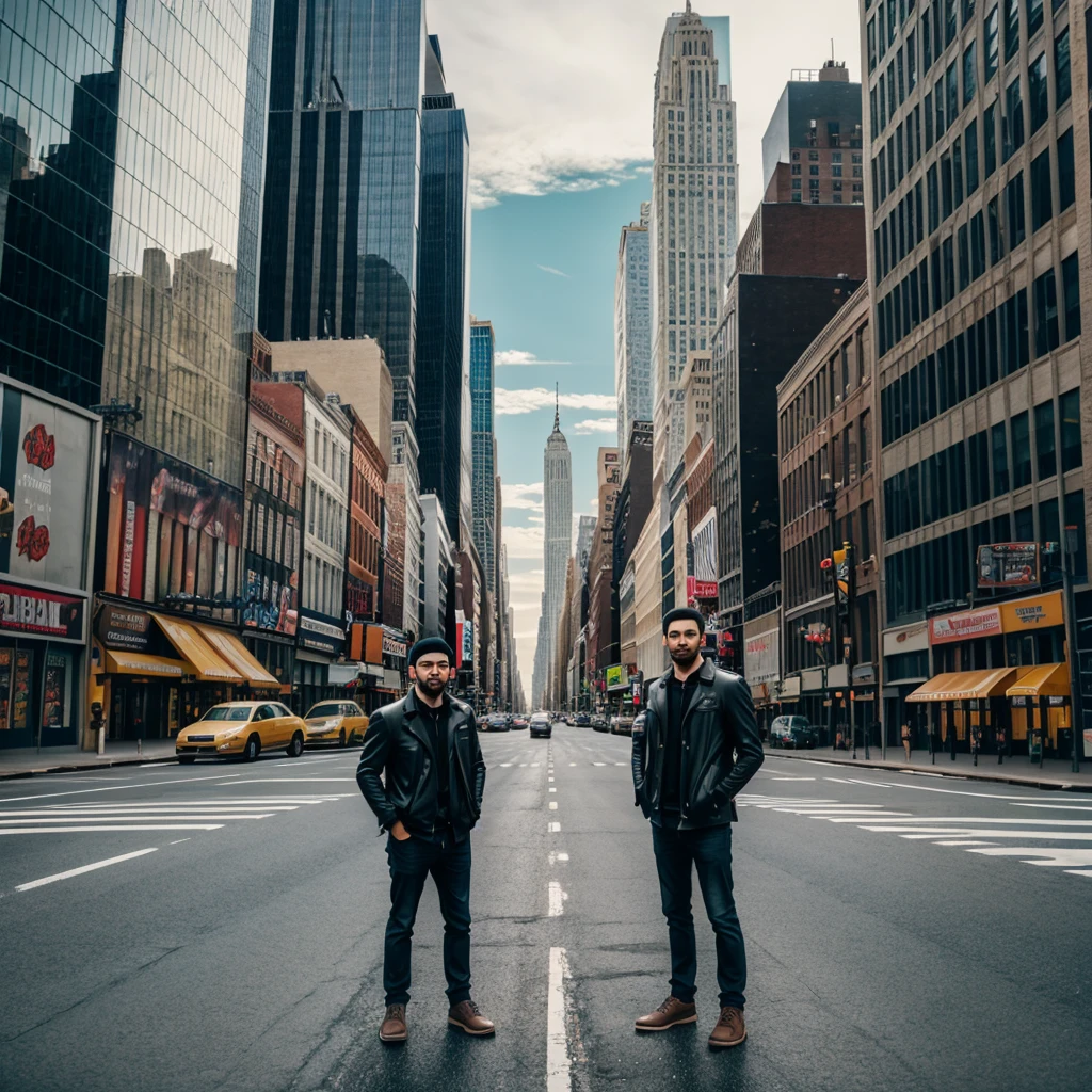 Me standing in empty road of new york