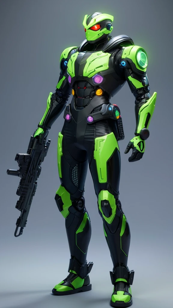 3D Rendering、Toy、gecko、translucent、monster、Powered Suit、　Bad guy cyborg、invader、Toxic Chemicals、Full body image、Digital Image。