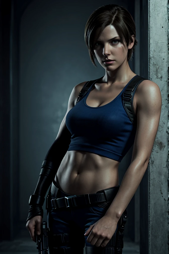 Jill Valentine from the Resident Evil video game series, too weak, Armpit Show, Showing crotch, sexly, Sweaty