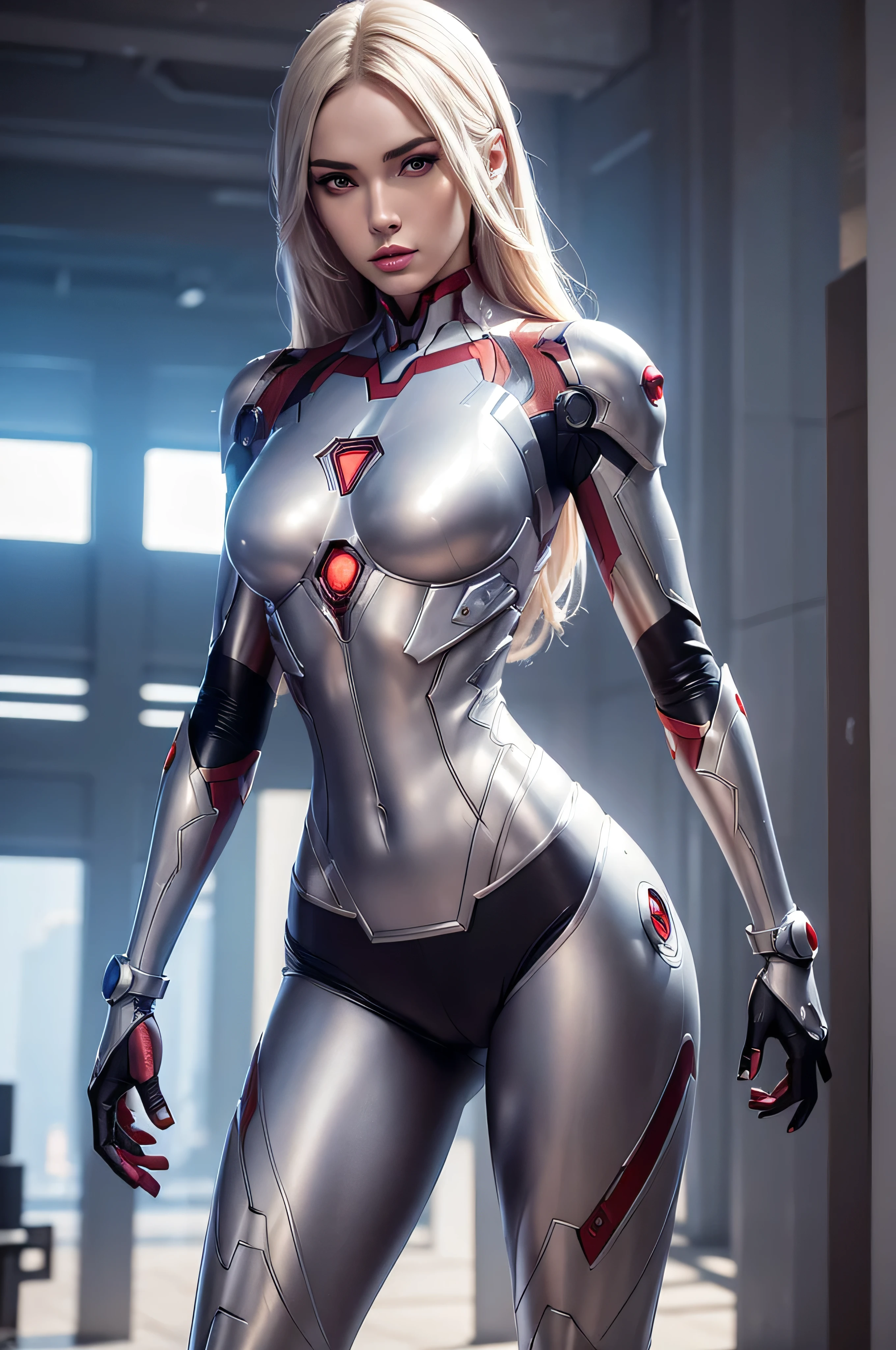 ((masterpiece, 8K, 3D, Realistic, Super Detail)), (1girl:1.3), slender 16 age, Ultra Micro photography, Megan Fox Super realistic, Perfect face, 16K resolution, 4k resolution, The photo was taken from the Front, facing to the photographer, Foreground photo, dynamic lighting, posing on a pedestal, high-definition resolution, Beautiful features, ((Perfect female Model Slim body)) Beautiful features, Standing pose, ((small hip)), (((2 piece Hotpants-Bikini))), Sci-fi futuristic, ((Iron man armor)) ((bionic Fragmented Super Girl chest armor suit)), ((Exposed slim thighs)), wear mesh metal-stockings, ((slim thighs)), ((bionic Slim thighs Spider man armor)), Front Full body Shot, full body portrait, perfect legs, Iron Man shoes, futuristic city background