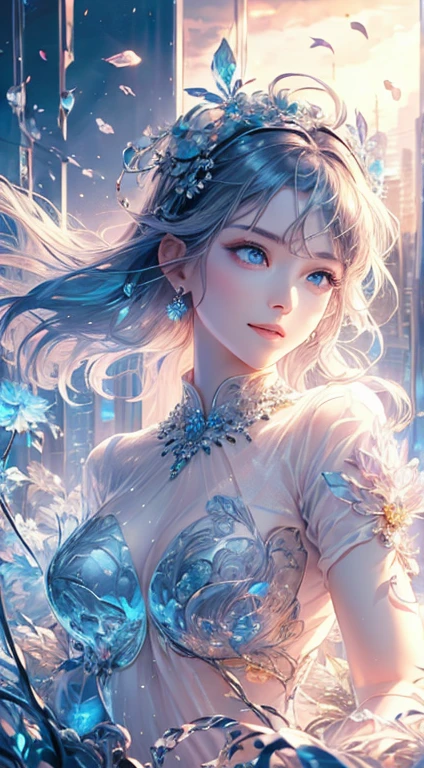 masterpiece，Highest Resolution，((((Bow your head and smile))))，Dynamic avatar of a beautiful aristocratic girl，Her blue hair is elegantly curled，（((Wearing a large flower crown、Bucket hat，gem，Diamond Necklace)))，Purple transparent eyes，(((The hair is covered with beautiful and delicate floral crafts, crystal jewelry filigree)))，Ultra-detailed details。Detailed face,Fine grain、Half naked,Vibrant colors,Landscape Background,Forest Elements,waterfall,Ethereal atmosphere,Soft sunlight,Calm expression,Flowing Hair,Fantasy Setting,Magical atmosphere,Glowing Flower,Delicate features,Enchanted Forest,light,pastel colour,Mystical Creatures,Majestic Tree々,Carbonated water,Mottled Shadows,Heavenly Beauty,Ferocious yet elegant,Graceful posture,A strong connection with nature,Mystical Eyes,Wisdom and magic,A harmonious blend of fantasy and reality,Mythical world,Magic in the air,Peace and tranquility,Immersive Experience,Whimsical and seductive,An unforgettable visual journey,masterpiece芸術作品,Glamorous Body、30 years old、Nipple erection、lake、Large areola、Shiny Skin、Shiny Hair、