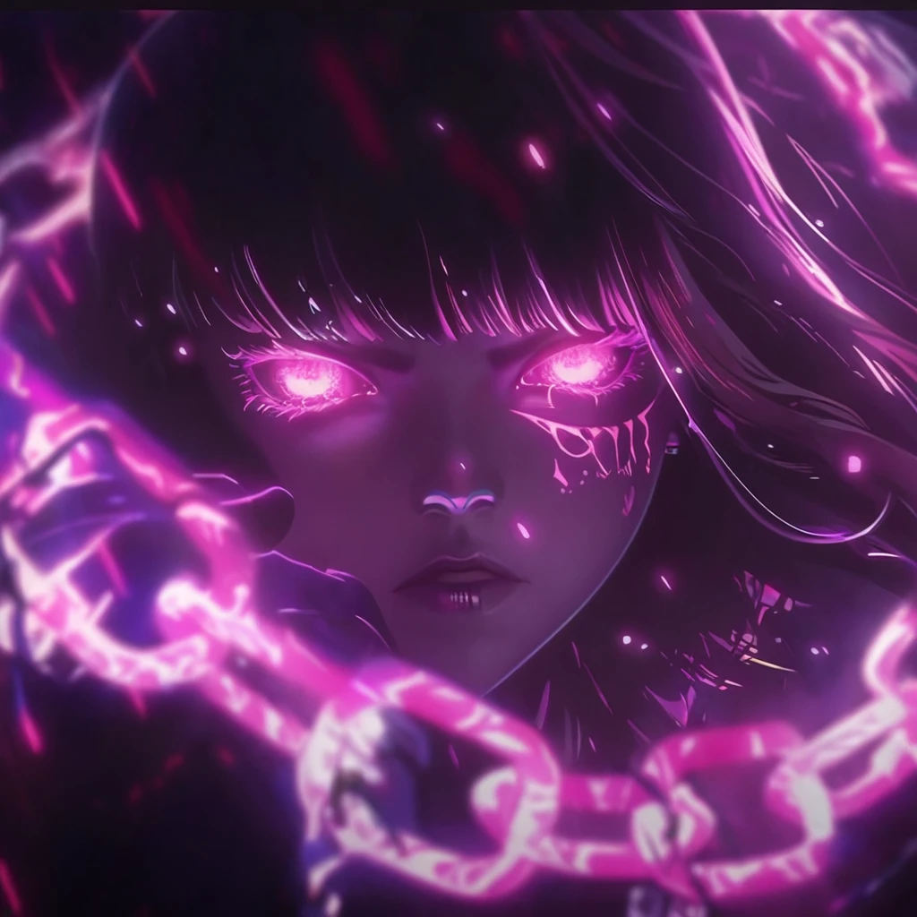 anime girl with glowing eyes and pink hair in a dark room, anime style 4 k, detailed digital anime art, anime cyberpunk art, digital cyberpunk anime art, anime art wallpaper 4 k, anime art wallpaper 8 k, anime art wallpaper 4k, anime epic artwork, advanced anime digital art, demon anime girl, badass anime 8 k, anime wallpaper 4 k