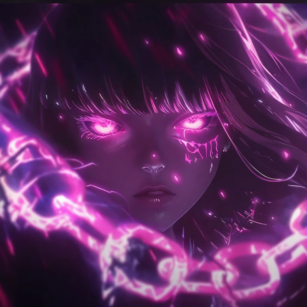 anime girl with glowing eyes and pink hair in a dark room, anime style 4 k, detailed digital anime art, anime cyberpunk art, digital cyberpunk anime art, anime art wallpaper 4 k, anime art wallpaper 8 k, anime art wallpaper 4k, anime epic artwork, advanced anime digital art, demon anime girl, badass anime 8 k, anime wallpaper 4 k