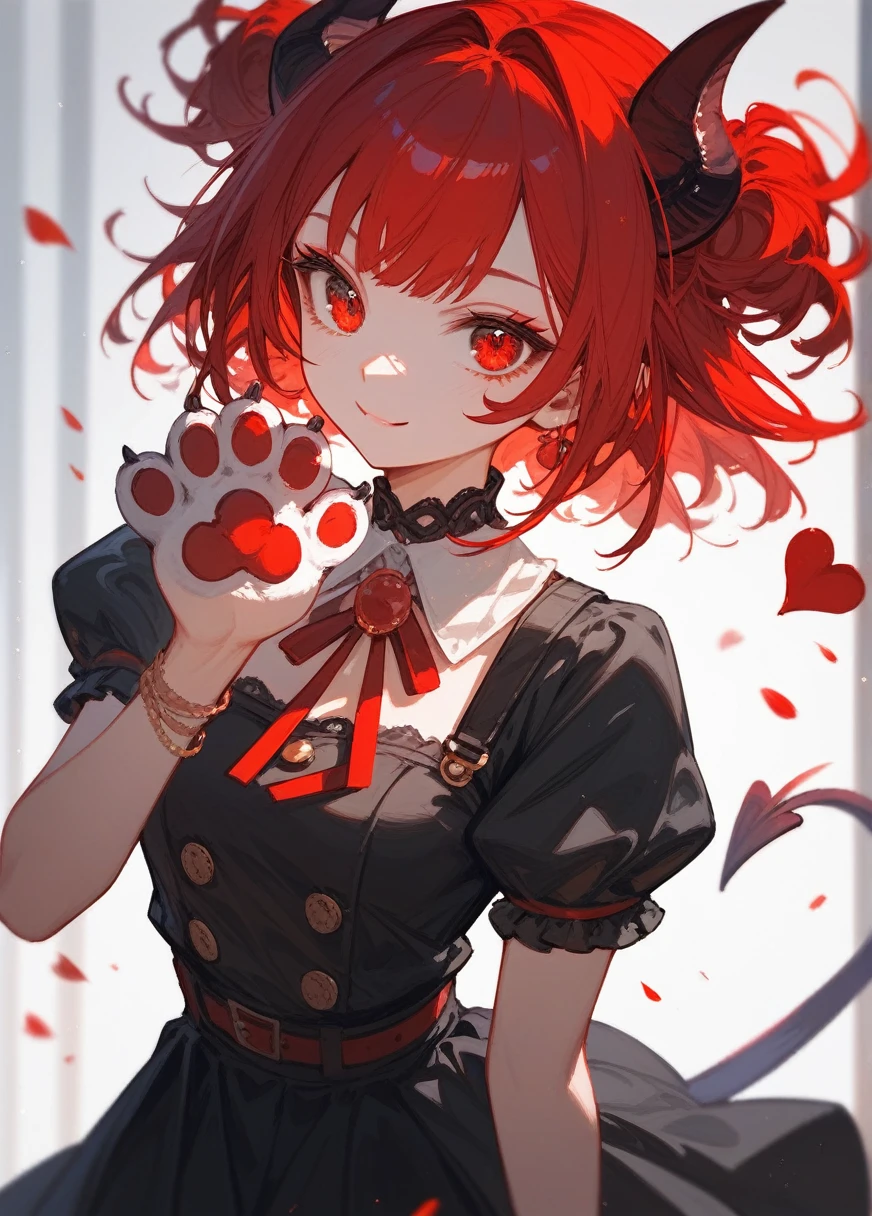 (Fraction_9,Fraction_8_up,Fraction_7_up),1 Girl,Devil Girl,Red hair,Red Eyes,wing,paw,Black skirt,beautiful_Face,