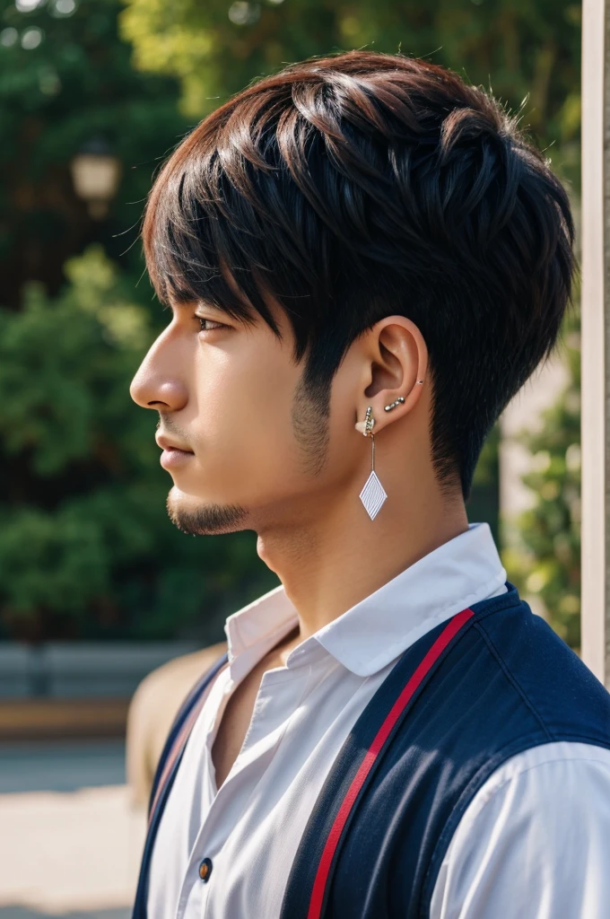 a anime guy wear earrings 4k photo for profile picture
