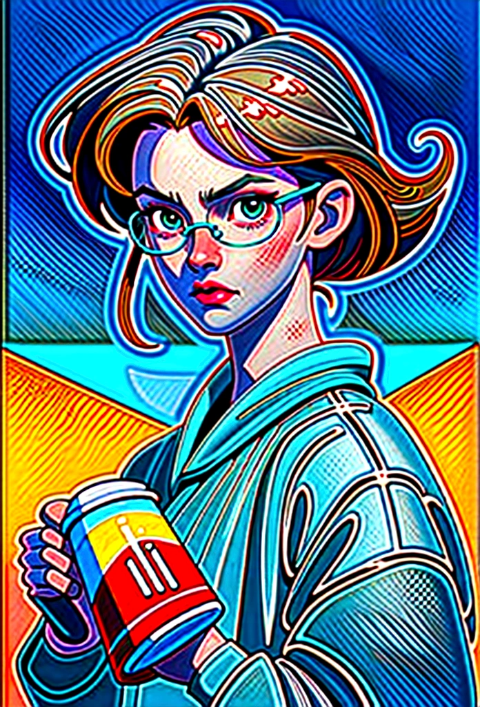 draw style, 80s anime, scene, man offering coffee to wife on the morning, man is with hair slicked back, wearing round glasses, brown eyes, wife is short brown messy hair with green eyes, good morning