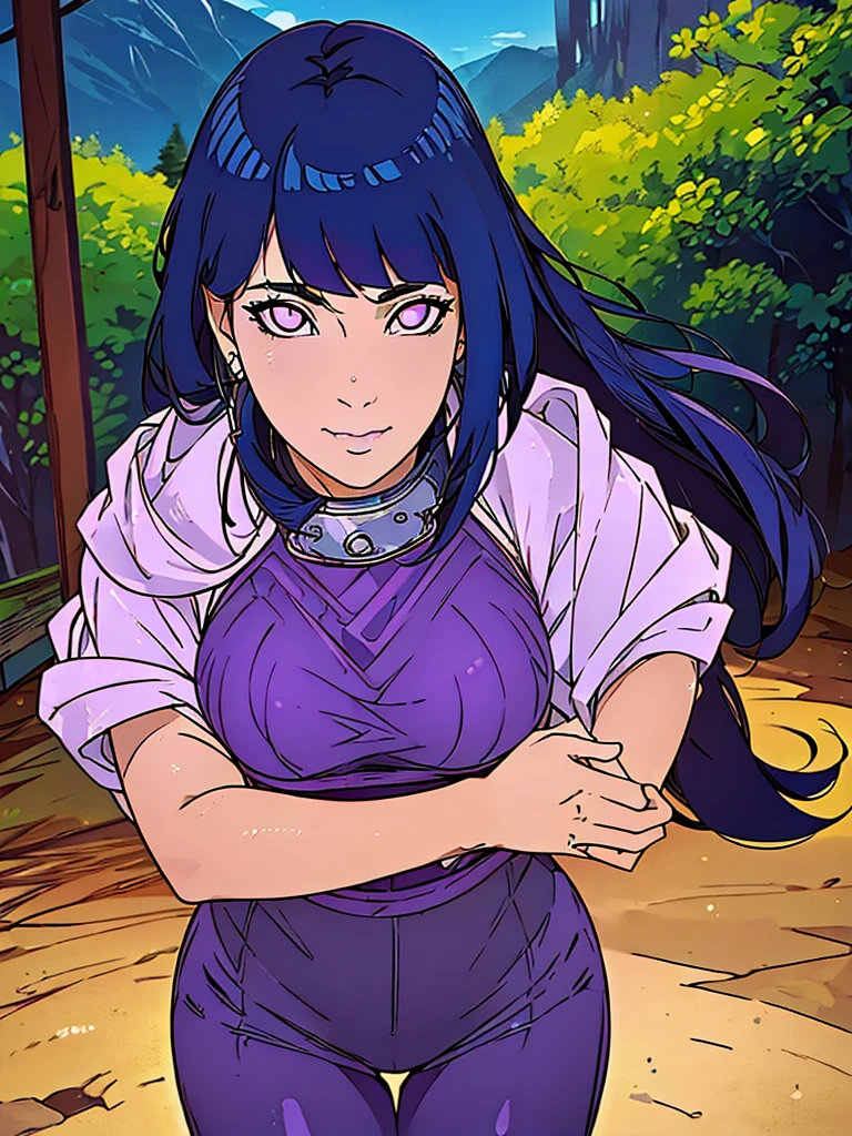 Just one girl,Best quality, 4k, high resolution, body stuck dress, perfect smile, gorgeous, light skin, ahegao face(hentai face) ,dark blue hair,(hinata hyuga hair style),wearing A short soft purple blouse(top is soft purple colour) and
wears tight dark violet pants with fishnets, 1 girl, solo, seductive look, elegance and charm, (masterpiece, best quality, high resolution), looking at the viewer, standing, (intricate and beautiful:1.2), (detailed light:1.2), (soft light, side light), (high resolution textures) , holding chain collar, outdoor, Burmese girl, wearing gorgeous jewelary, wearing harness over the outfit ,outdoor background, sun light, attractive, sexy, mature and hot, young,(masterpiece:1.3), (disorganized:1.3), (highest quality:1.3), perfect anatomy, detailed face, front view, perfect right hands, looking at viewer, (Super detailed:1.3), (best shadow:0.7), (treated hair), fine eyes, beautiful eyes, young aged woman, alone, standing, crystal earrings,closed_mouth, , outdoors,Thick thighs, arrogant face, small 