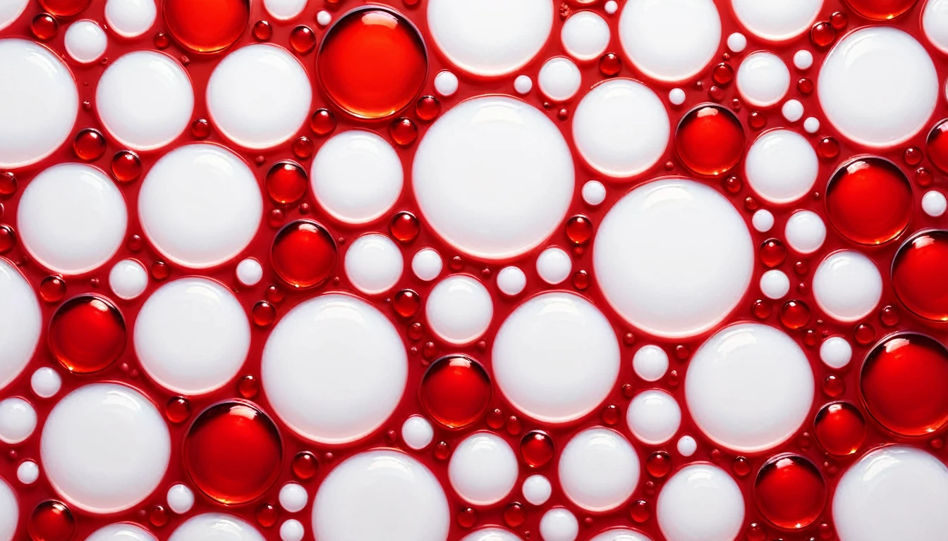 red BUBBLES MILKY white surface