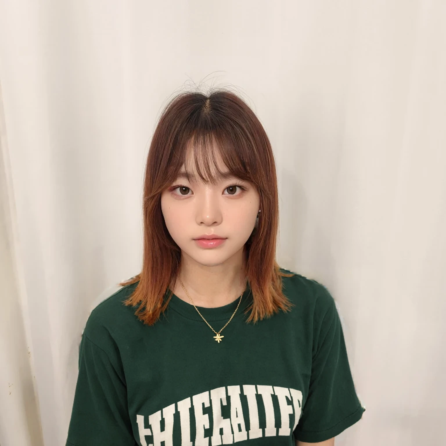 Best Quality, 8K, Masterpiece, (photo realistic:1.3), (hyper realistic:1.3), (Create an image maintaining the original base model hairstyle:1.5), (white shirt:1.4)