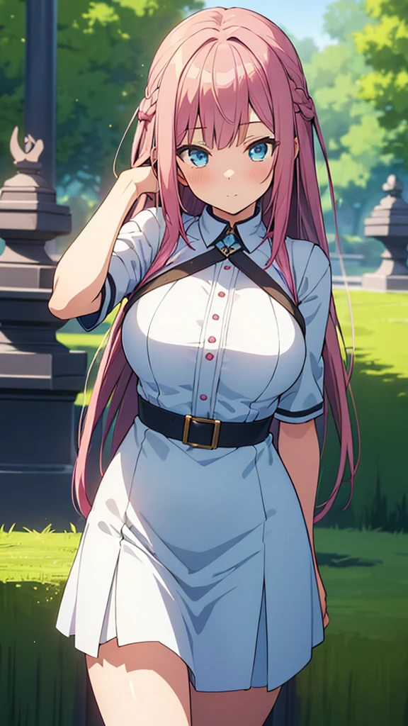 (we-000020:1.2), (ultra photoRealistic:1.3), (masterpiece:1.4), 最high quality, ((Realistic)), high quality, Super detailed, ((Realistic anime face)), ((Realistic skin)), ((Realistic body)), ((Sexy pose)) (最high quality:1.1), (figure:1.05), (One girl:1.05), (cute:1.05), (Beautiful attention to detail:1.05), (Cinematic Light:1.1), Light blue highlights, Pink hair all over, One girl, cute tyrant portrait, Aqua Hair, Bright Eyes, White Dress, Temple, Viewer forest warcraft landscape view