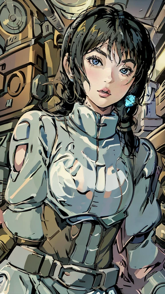 Comic Storyboard、Asian Women、22 years old、Zeon Soldier、Female body、Black Hair、In a space filled with psychedelic patterns、axial symmetry、Captivating appearance、Long Hair、pilot。