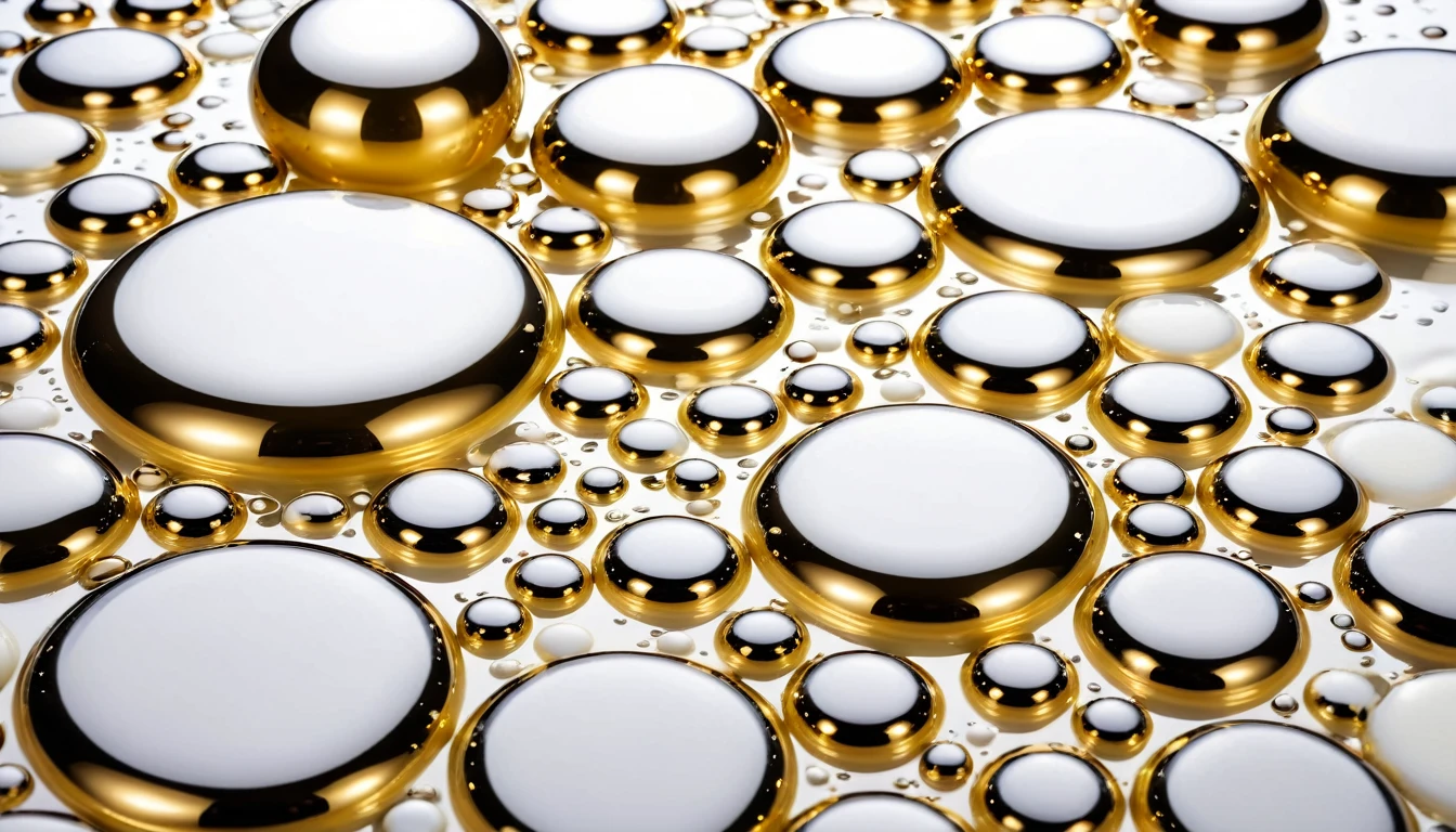 golden and black BUBBLES MILKY white surface
