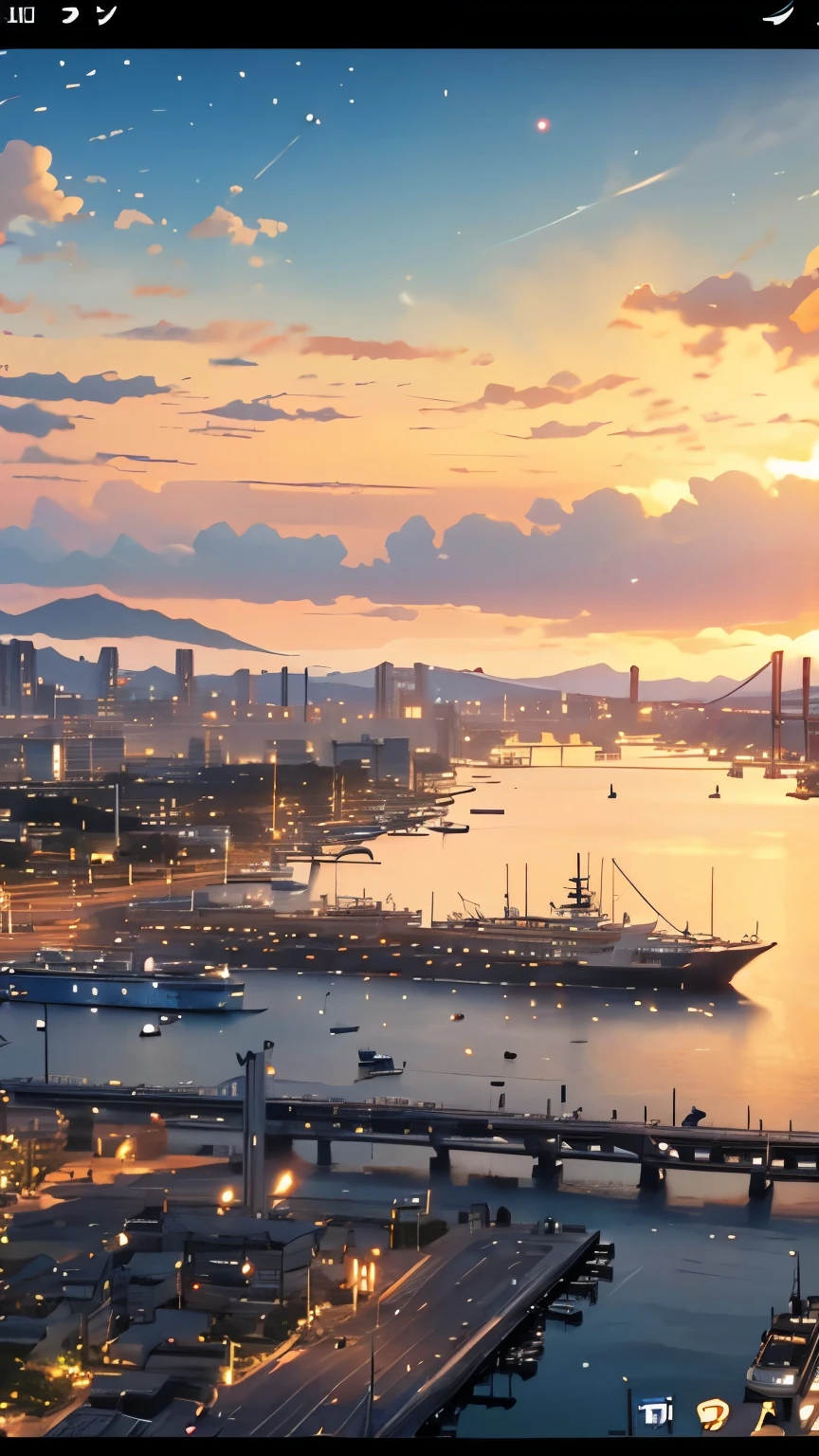 there is a picture of a city with a harbor and a boat, kyoto animation still, hd anime cityscape, style of makoto shinkai, screenshot from a 2012s anime, port scene background, screenshot from guro anime, makoto shinkai. —h 2160, anime scenery, screenshot from the anime film, makoto shinkai!