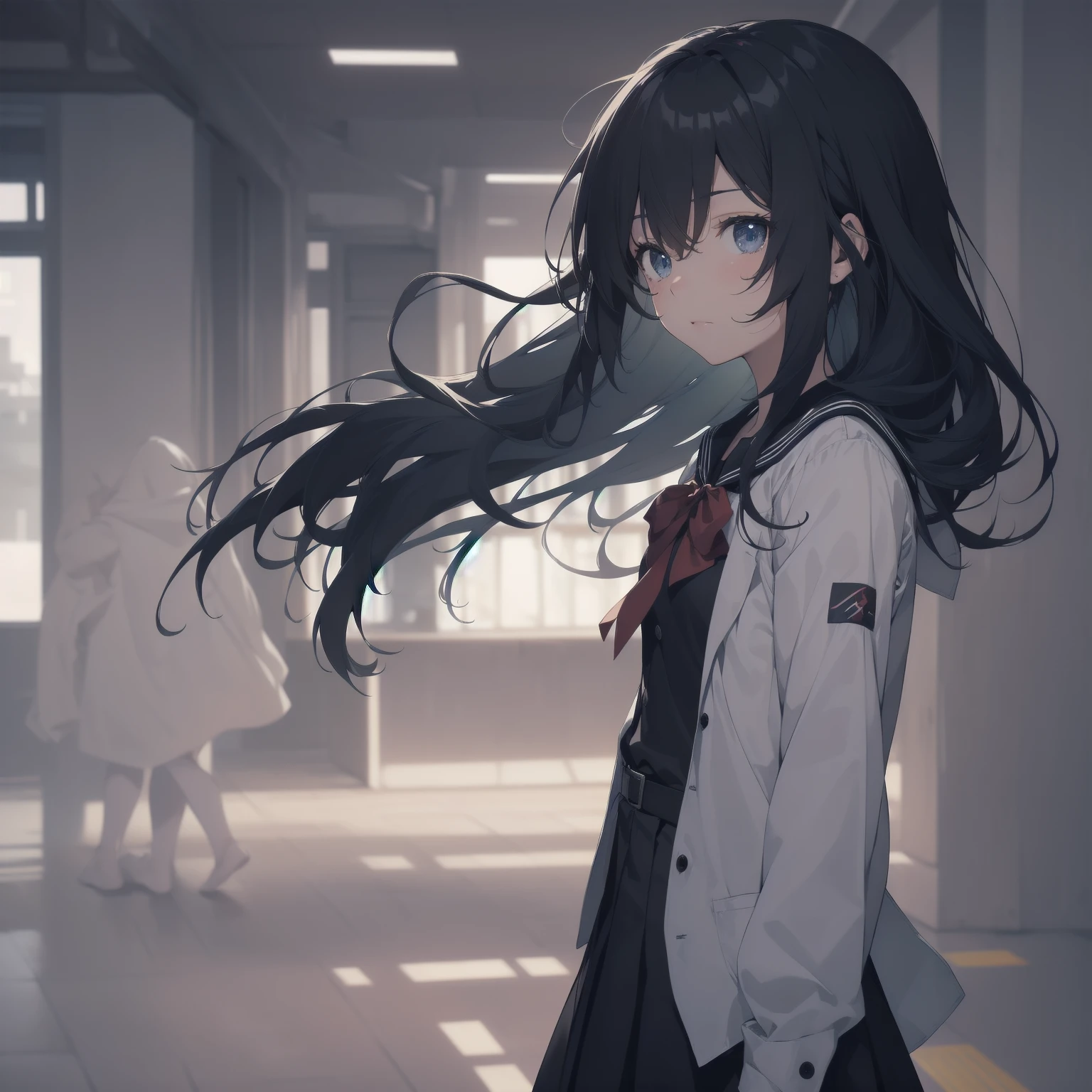 ultra-absurdres-Top quality by artist God, ultra-detailed, high resolution, anime moe artstyle, best anime 8k konachan wallpaper, pixiv contest winner, pool:2810, perfect anatomy,break, 1girl, (Please draw a girl walking sleepily to school alone. )break,(Solo,little female, 13-year-old:1.3),Full limbs, complete fingers,a junior high school student, (very short hair), short cut, flat chest, , small butt, small black eyes, beautiful detailed eyes, well-proportioned iris and pupils, expressive eyes, highres detailed hair, soft expression, salor school_uniform, sailor collar, serahuku, bow, pleated skirt,(Detailed Lighting), (Detailed background), in the School commute route. break,super detailed skin, Best cinematic lighting powered by famous artist, 8k,beauty illustration,photoshop_(medium),very aesthetic,break,((artist:mochi_au_lait )), artist:clamp ,artist:carnelian ,artist:kantoku ,