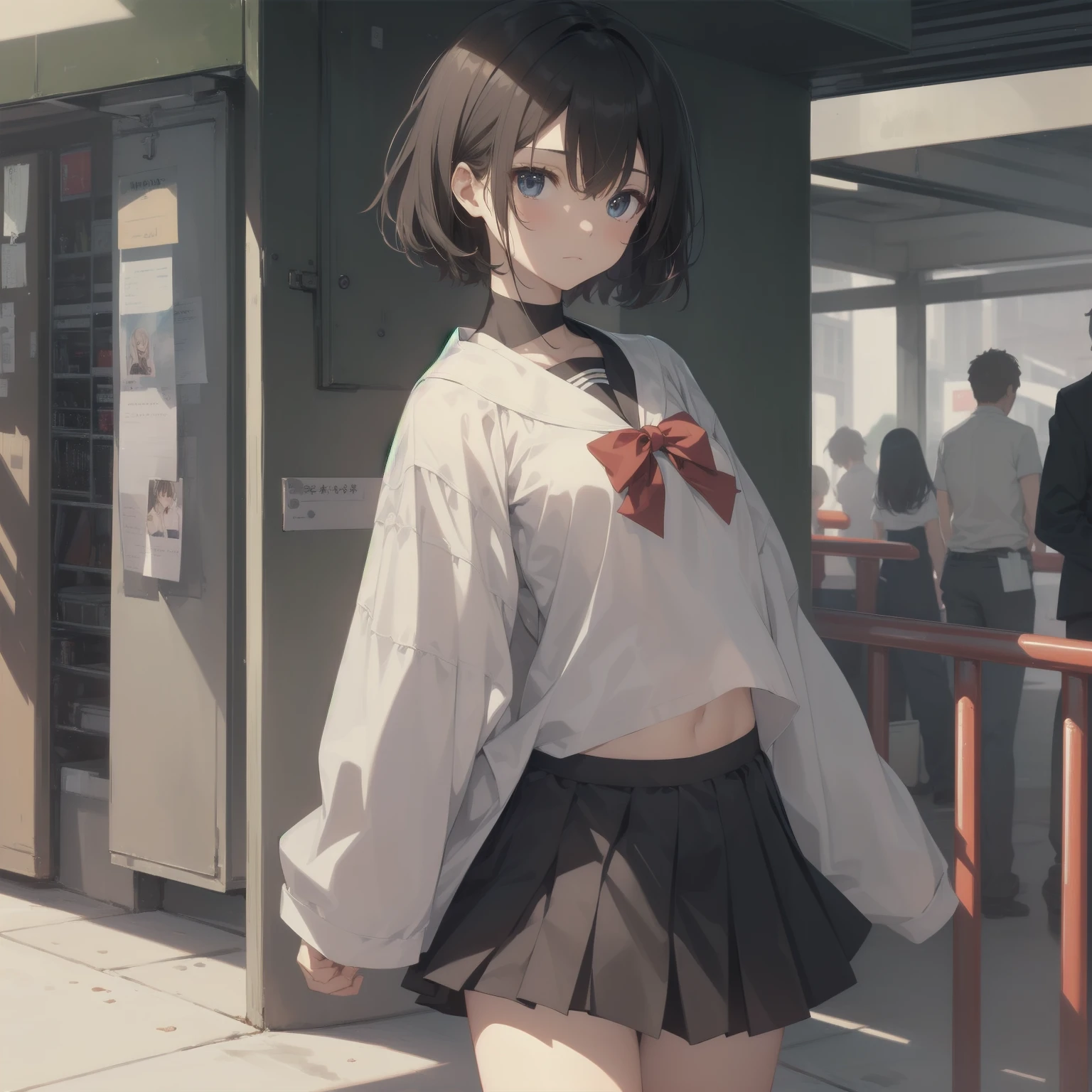 ultra-absurdres-Top quality by artist God, ultra-detailed, high resolution, anime moe artstyle, best anime 8k konachan wallpaper, pixiv contest winner, pool:2810, perfect anatomy,break, 1girl, (Please draw a girl walking sleepily to school alone. )break,(Solo,little female, -yeld:1.Full limbs, complete fingers,a junior hihort hair), short cut, flat chest, , small butt, small black eyes, beautiful detailed eyes, well-proportioned iris and pupils, expressive eyes, highres detailed hair, soft expression, salor school_uniform, sailor collar, serahuku, bow, pleated skirt,(Detailed Lighting), (Detailed background), in the School commute route. break,super detailed skin, Best cinematic lighting powered by famous artist, 8k,beauty illustration,photoshop_(medium),very aesthetic,break,((artist:mochi_au_lait )), artist:clamp ,artist:carnelian ,artist:kantoku ,
