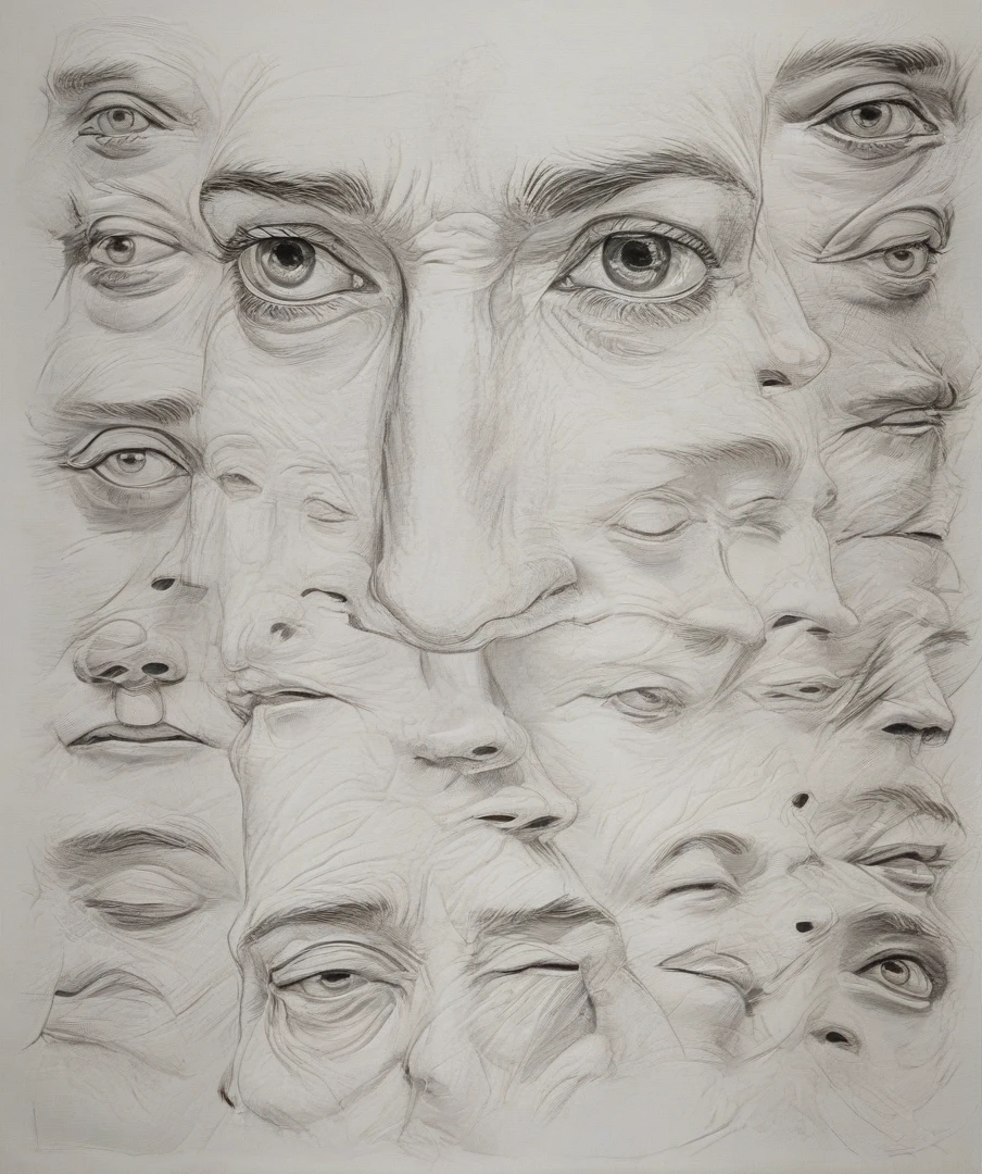 a close up of a drawing of a nose with different expressions, facial features), facial features ), facial features, clear facial features, proportionate facial details, large noses, sharp facial features, french facial features, delicate facial features, various eyelid positions, expressive facial features, big nostrils, exaggerated facial features, human facial features