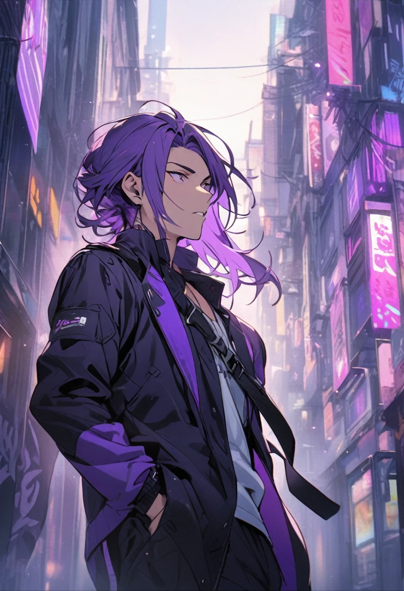 purple haired man