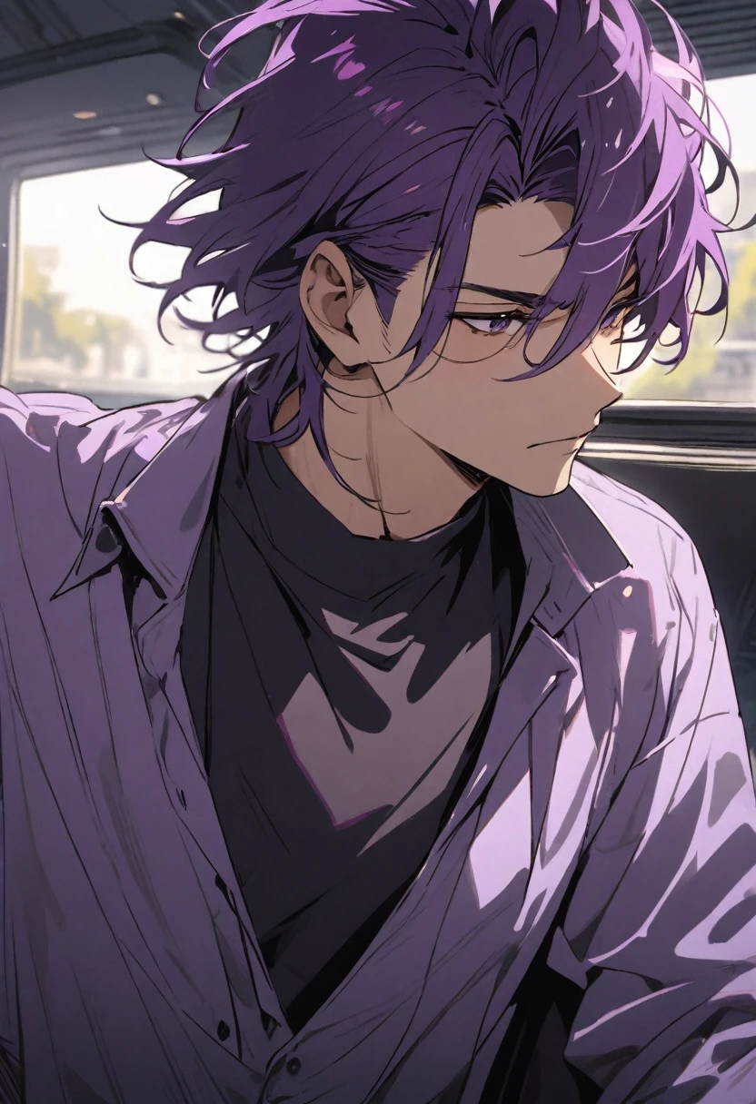 purple haired man